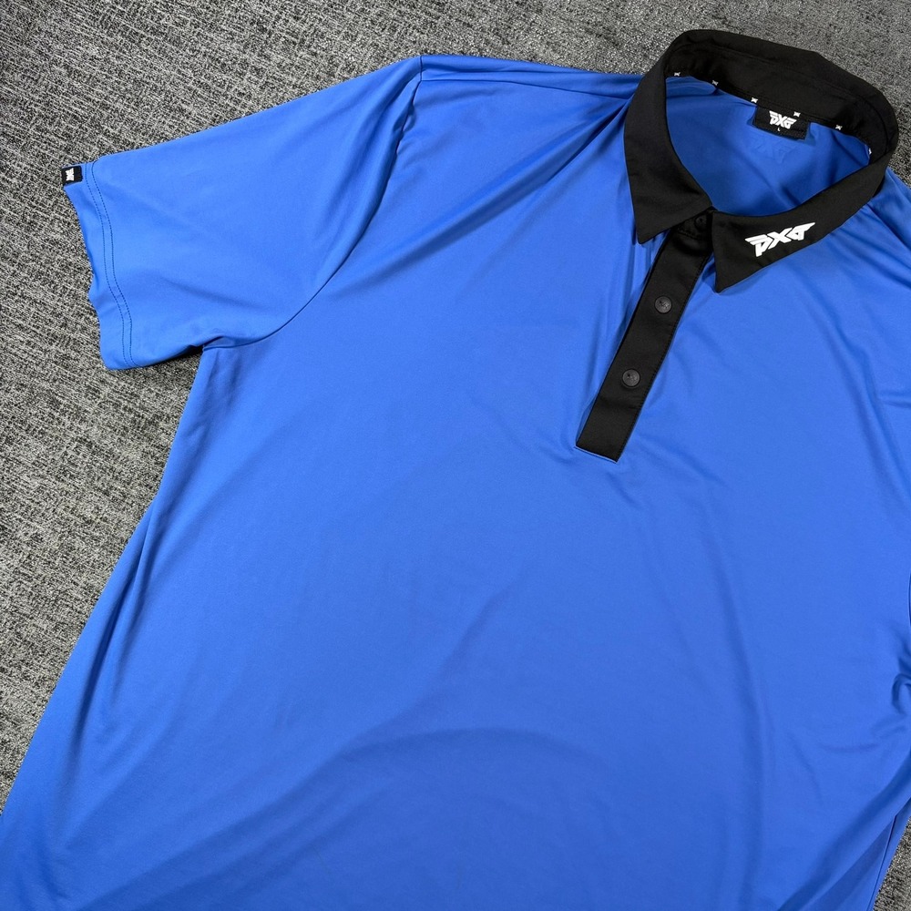 PXG Parsons Xtreme Golf Polo Shirt Mens Large Blue Black Logo Golf Athletic